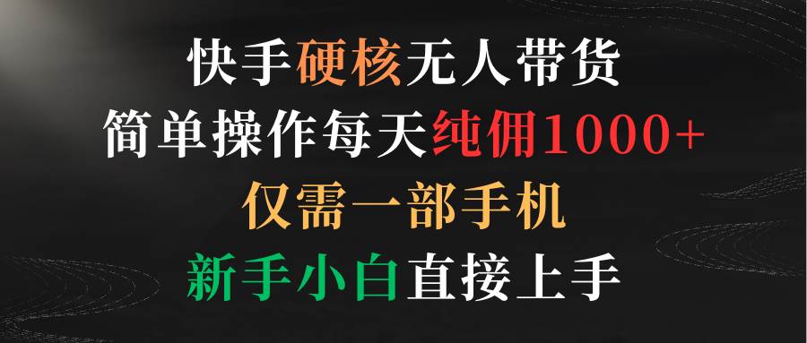 快手硬核无人带货，简单操作每天纯佣1000+,仅需一部手机，新手小白直接上手-金创谷