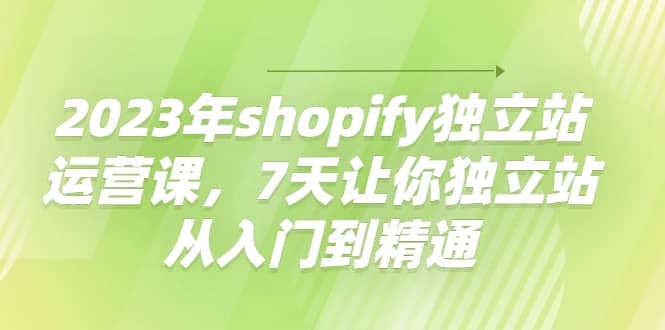 2023年shopify独立站运营课，7天让你独立站从入门到精通-金创谷