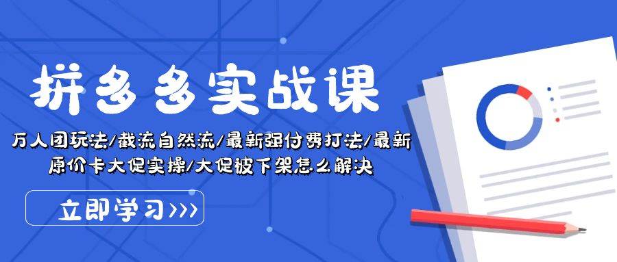 拼多多·实战课：万人团玩法/截流自然流/最新强付费打法/最新原价卡大促..-金创谷