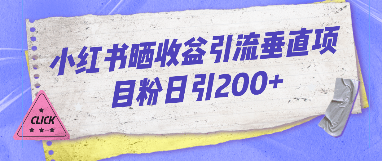 小红书晒收益图引流垂直项目粉日引200+-金创谷