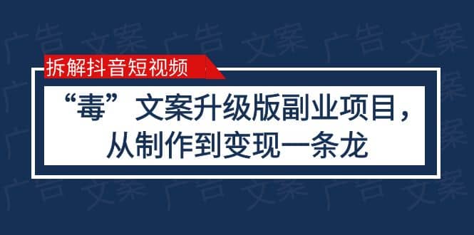 拆解抖音短视频：“毒”文案升级版副业项目，从制作到变现（教程+素材）-金创谷