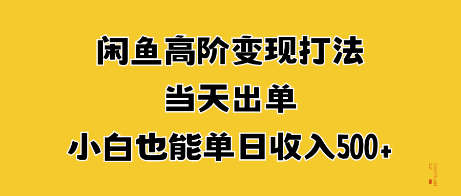 闲鱼高阶变现打法，当天出单，小白也能单日收入500+-金创谷