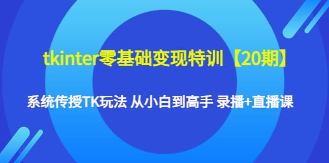 tkinter零基础变现特训【20期】系统传授TK玩法 从小白到高手 录播+直播课-金创谷