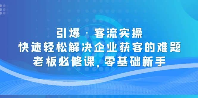 引爆·客流实操：快速轻松解决企业获客的难题，老板必修课，零基础新手-金创谷
