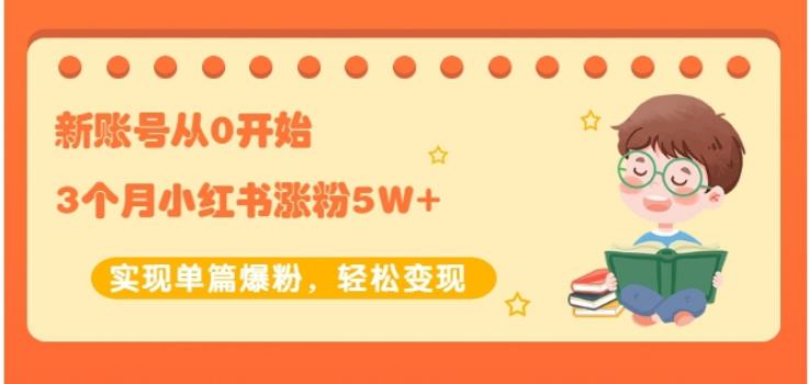 新账号从0开始3个月小红书涨粉5W+实现单篇爆粉，轻松变现（干货）-金创谷
