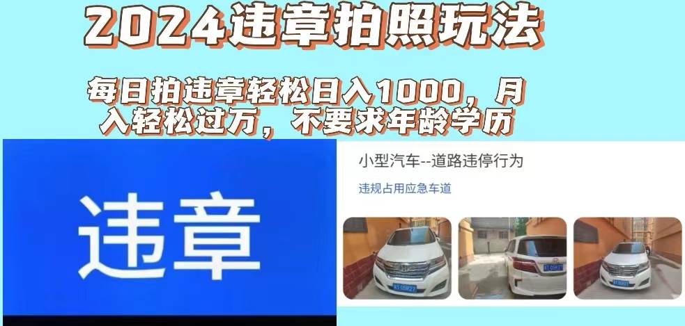 2024违章拍照新玩法，推广躺赚+拍照赚钱双模式，日入1000+-金创谷