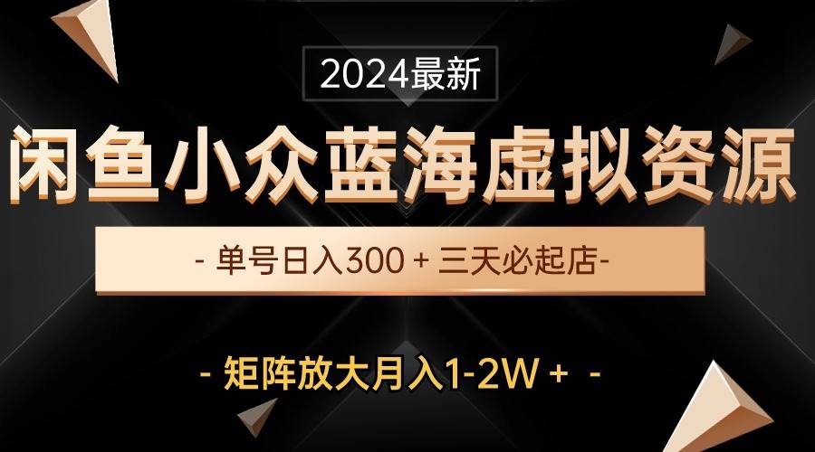最新闲鱼小众蓝海虚拟资源，单号日入300＋，三天必起店，矩阵放大月入1-2W-金创谷
