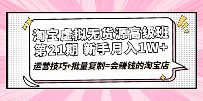 淘宝虚拟无货源高级班【第21期】运营技巧+批量复制=会赚钱的淘宝店-金创谷