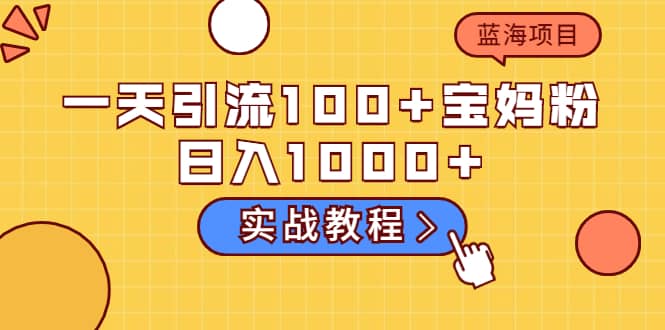 一天引流100+宝妈粉，日入1000+的蓝海项目（实战教程）-金创谷