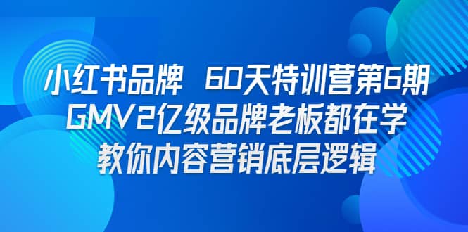 小红书品牌 60天特训营第6期 GMV2亿级品牌老板都在学 教你内容营销底层逻辑-金创谷