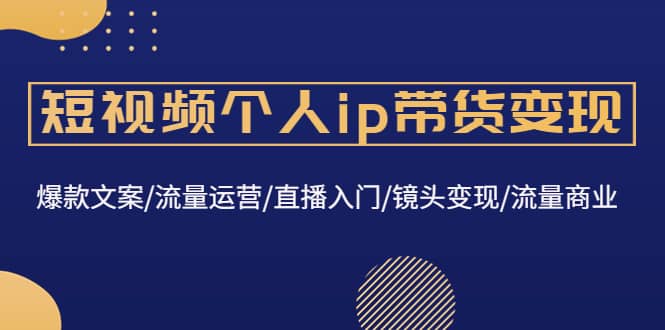 短视频个人ip带货变现：爆款文案/流量运营/直播入门/镜头变现/流量商业-金创谷