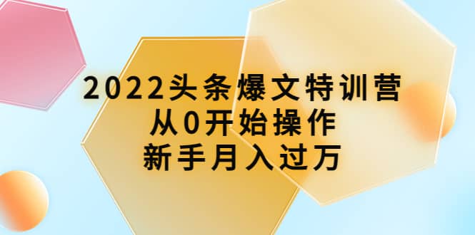 2022头条爆文特训营：从0开始操作，新手月入过万（16节课时）-金创谷