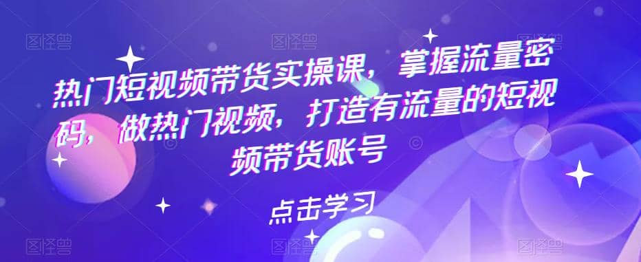 热门短视频带货实战 掌握流量密码 做热门视频 打造有流量的短视频带货账号-金创谷