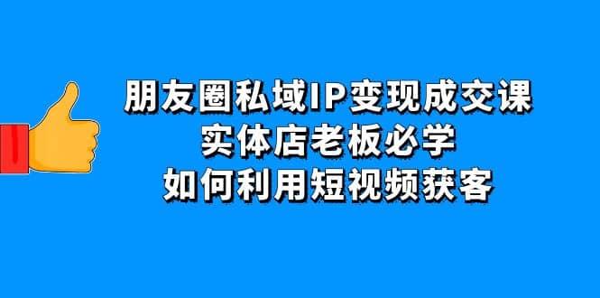 朋友圈私域IP变现成交课：实体店老板必学，如何利用短视频获客-金创谷