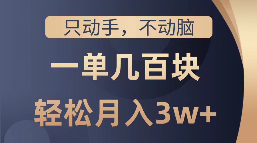 只动手不动脑，一单几百块，轻松月入2w+，看完就能直接操作，详细教程-金创谷