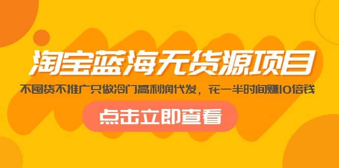 淘宝蓝海无货源项目，不囤货不推广只做冷门高利润代发-金创谷