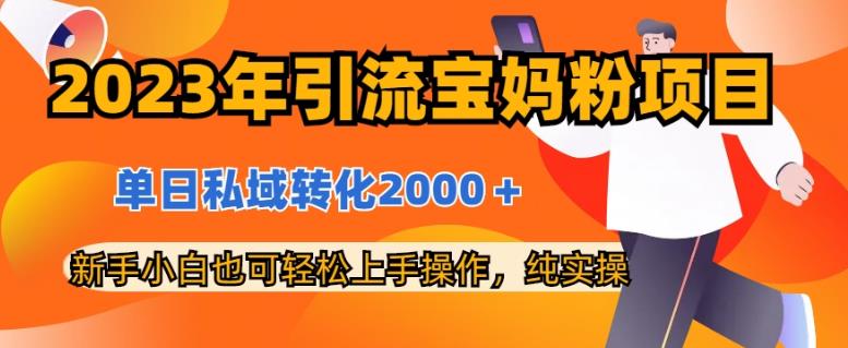 2023年引流宝妈粉项目，单日私域转化2000＋，新手小白也可轻松上手操作，纯实操-金创谷