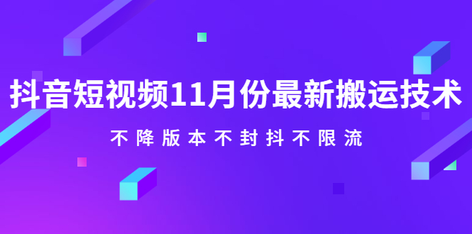 抖音短视频11月份最新搬运技术，不降版本不封抖不限流！【视频课程】-金创谷