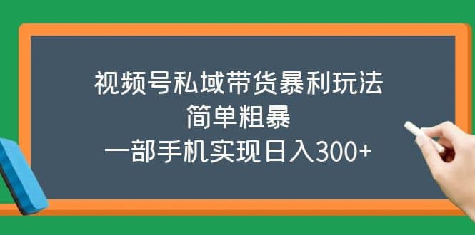 视频号私域带货暴利玩法，简单粗暴-金创谷