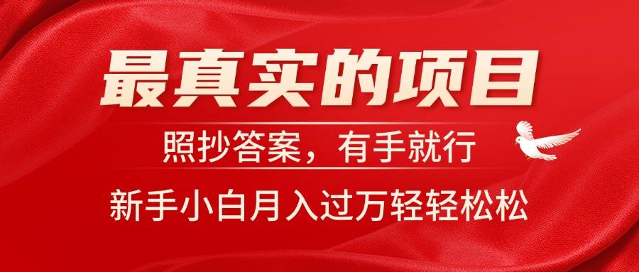最真实的项目，照抄答案，有手就行，新手小白月入过万轻轻松松-金创谷