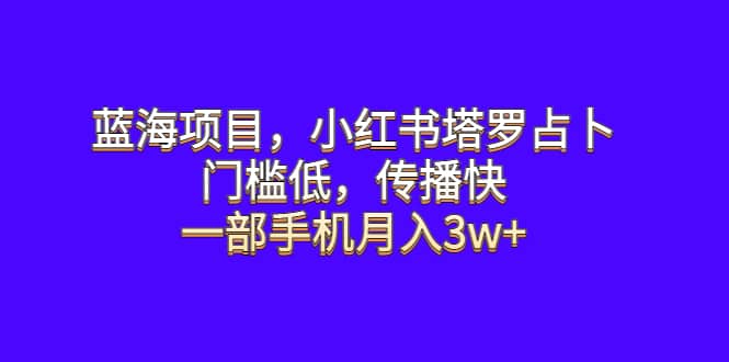 蓝海项目，小红书塔罗占卜，门槛低，传播快，一部手机月入3w+-金创谷