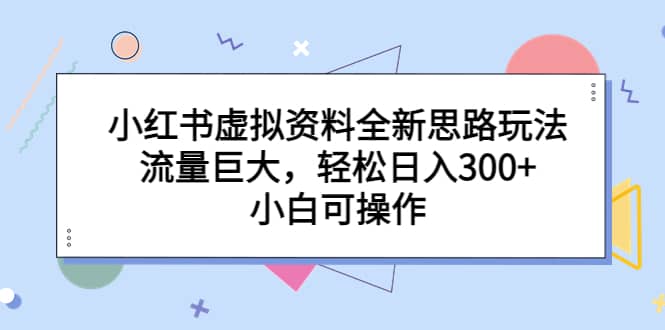 小红书虚拟资料全新思路玩法，流量巨大，轻松日入300+，小白可操作-金创谷