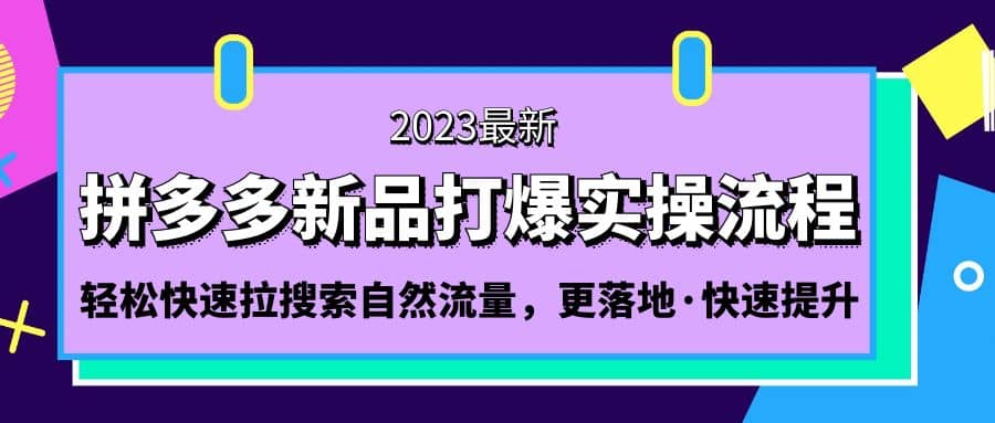 拼多多-新品打爆实操流程：轻松快速拉搜索自然流量，更落地·快速提升-金创谷
