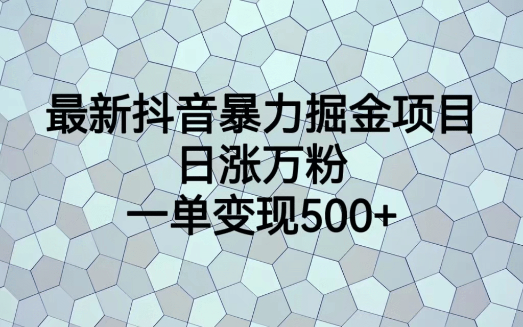 最火热的抖音暴力掘金项目，日涨万粉，多种变现方式，一单变现可达500+-金创谷