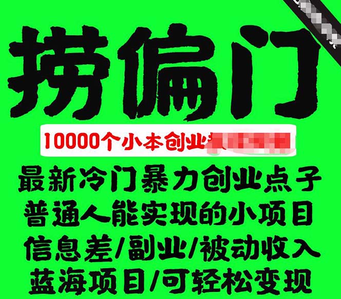 千款捞偏门小本创业小项目，总有一款适合你【无水印】-金创谷