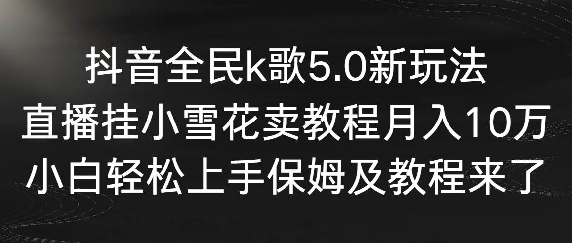 抖音全民k歌5.0新玩法，直播挂小雪花卖教程月入10万，小白轻松上手，保…-金创谷
