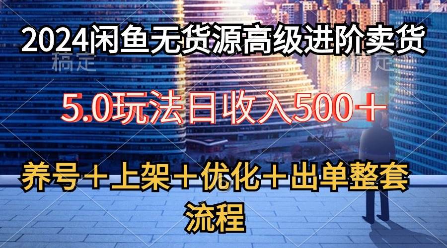 2024闲鱼无货源高级进阶卖货5.0，养号＋选品＋上架＋优化＋出单整套流程-金创谷