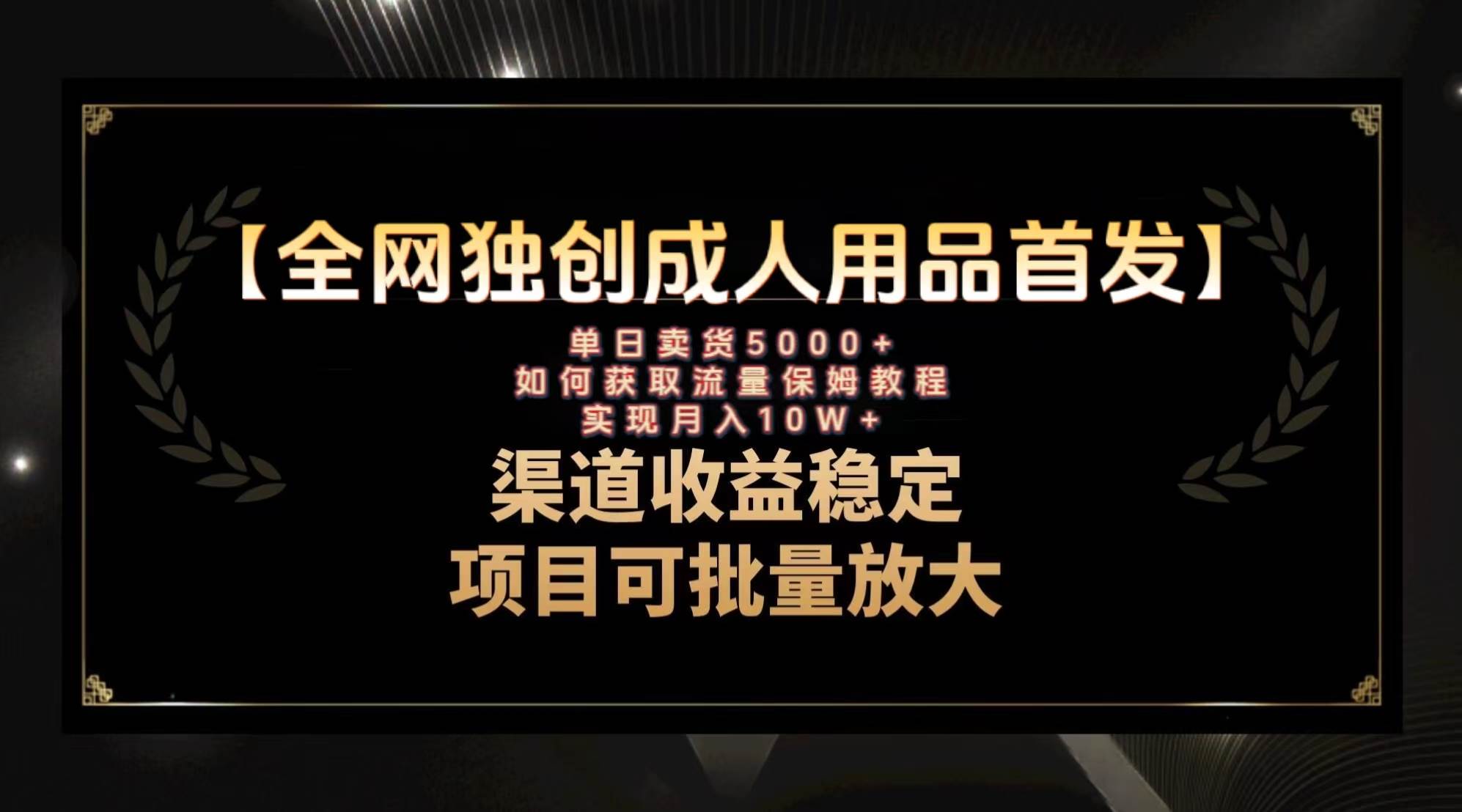 最新全网独创首发，成人用品赛道引流获客，月入10w保姆级教程-金创谷