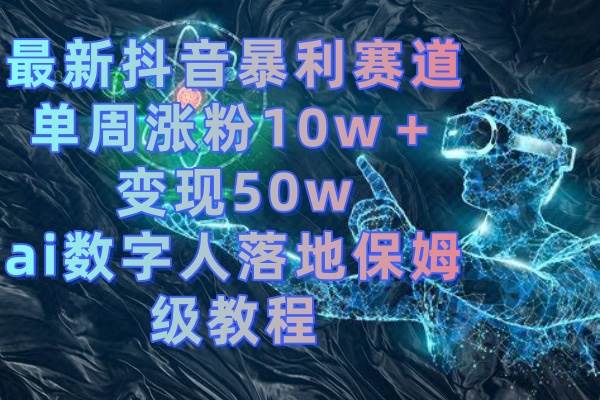 最新抖音暴利赛道，单周涨粉10w＋变现50w的ai数字人落地保姆级教程-金创谷