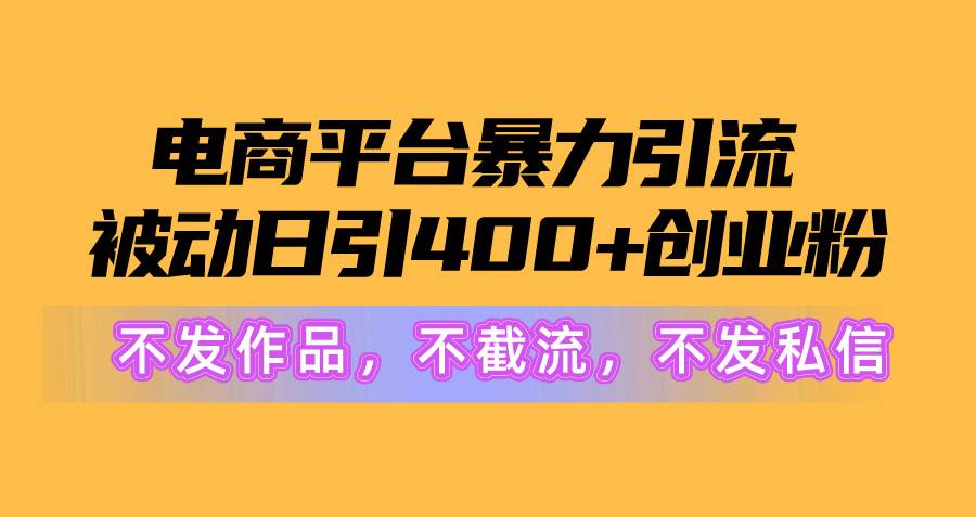 电商平台暴力引流,被动日引400+创业粉不发作品，不截流，不发私信-金创谷