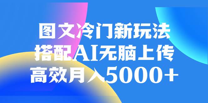 图文冷门新玩法，搭配AI无脑上传，高效月入5000+-金创谷