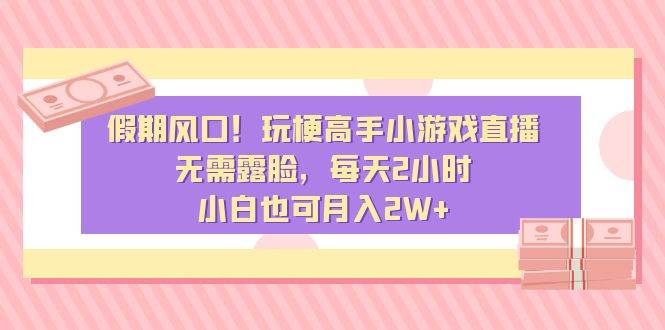 假期风口！玩梗高手小游戏直播，无需露脸，每天2小时，小白也可月入2W+-金创谷