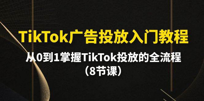 TikTok广告投放入门教程，从0到1掌握TikTok投放的全流程（8节课）-金创谷