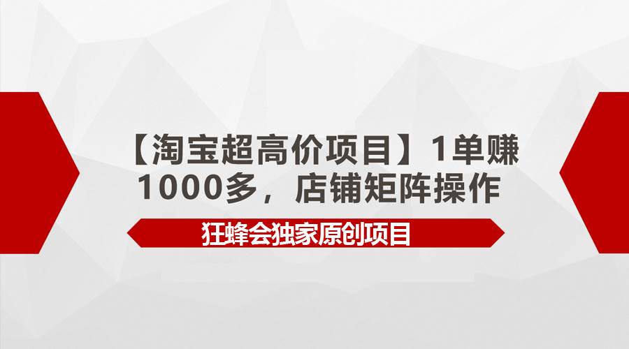 【淘宝超高价项目】1单赚1000多，店铺矩阵操作-金创谷