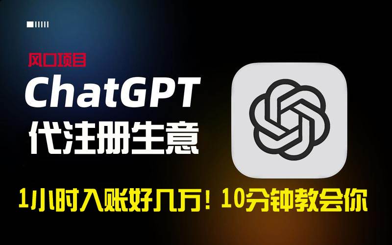 一小时入账好几万！利润大到吓人的ChatGPT代注册小生意，10分钟教会你，…-金创谷