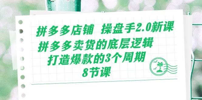 拼多多店铺 操盘手2.0新课，拼多多卖货的底层逻辑，打造爆款的3个周期-8节-金创谷