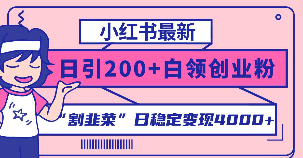 小红书最新日引200+创业粉”割韭菜“日稳定变现4000+实操教程！-金创谷