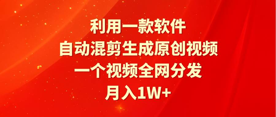 利用一款软件，自动混剪生成原创视频，一个视频全网分发，月入1W+附软件-金创谷