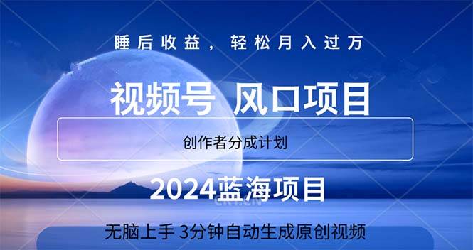2024蓝海项目，3分钟自动生成视频，月入过万-金创谷