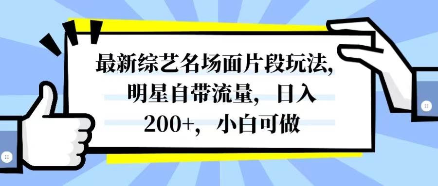 最新综艺名场面片段玩法，明星自带流量，日入200+，小白可做-金创谷