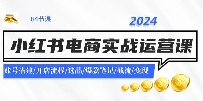 2024小红书电商实战运营课：账号搭建/开店流程/选品/爆款笔记/截流/变现-金创谷