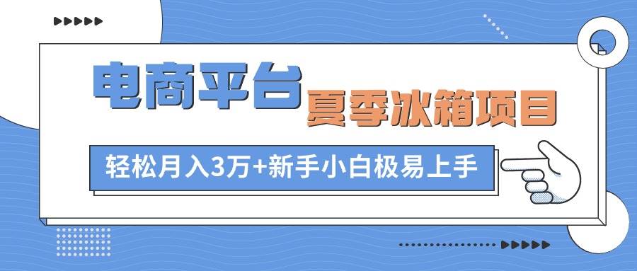 电商平台夏季冰箱项目，轻松月入3万+，新手小白极易上手-金创谷