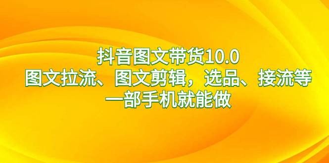抖音图文带货10.0，图文拉流、图文剪辑，选品、接流等，一部手机就能做-金创谷