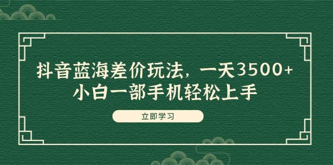 抖音蓝海差价玩法，一天3500+，小白一部手机轻松上手-金创谷