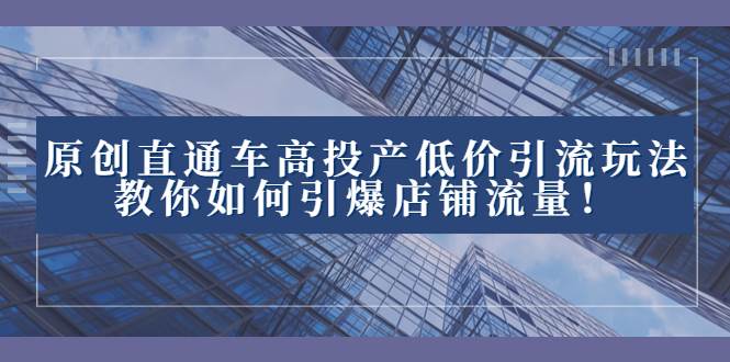 2023直通车高投产低价引流玩法，教你如何引爆店铺流量！-金创谷