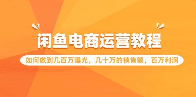 闲鱼电商运营教程：如何做到几百万曝光，几十万的销售额，百万利润-金创谷